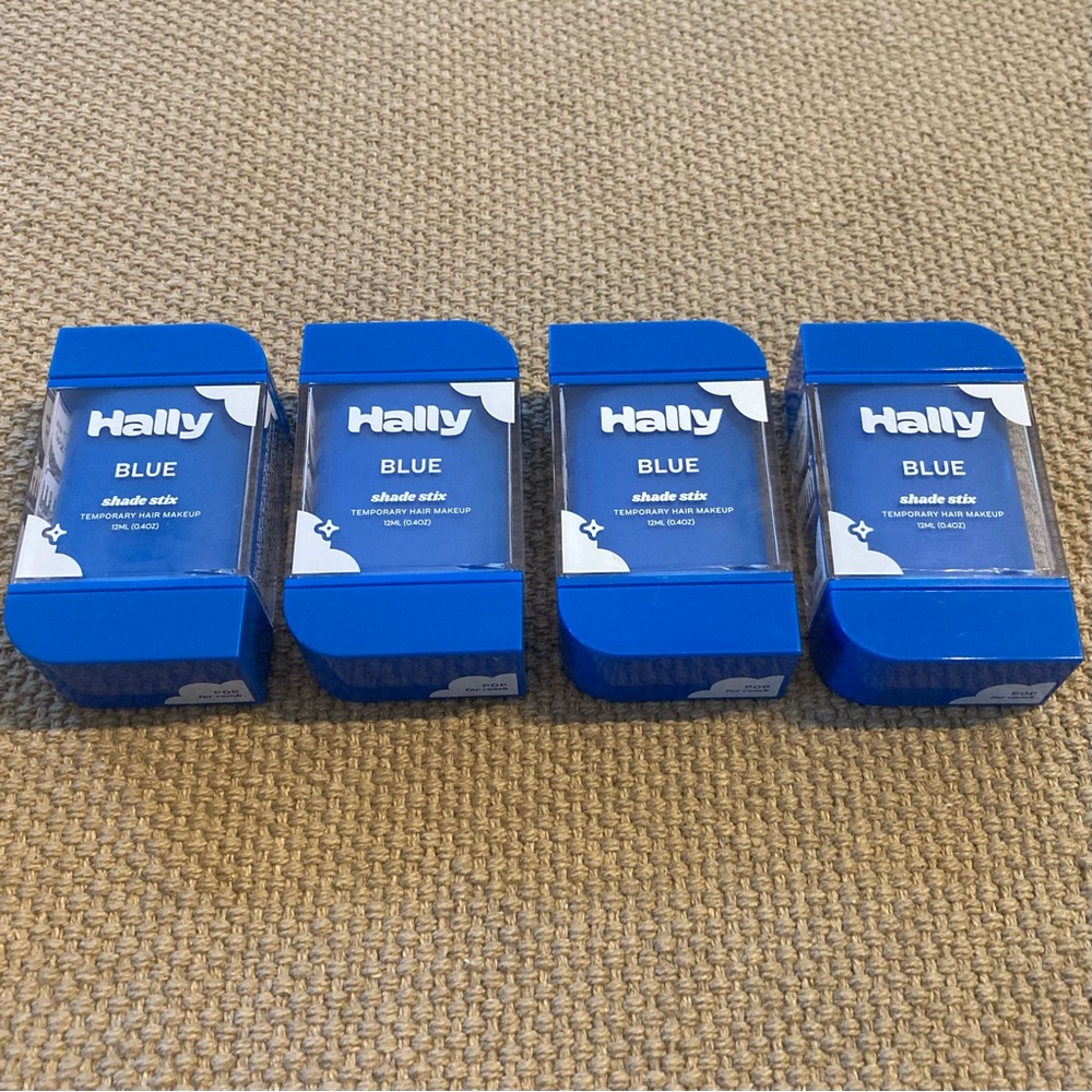 4 PACK HALLY BLUE SHADE STIX, Temporary Hair Makeup Wash Out Hair Color Washable
